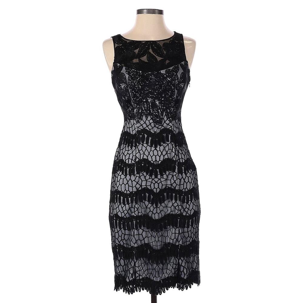Sue Wong Designer Nylon Black Layered Dress Size 0